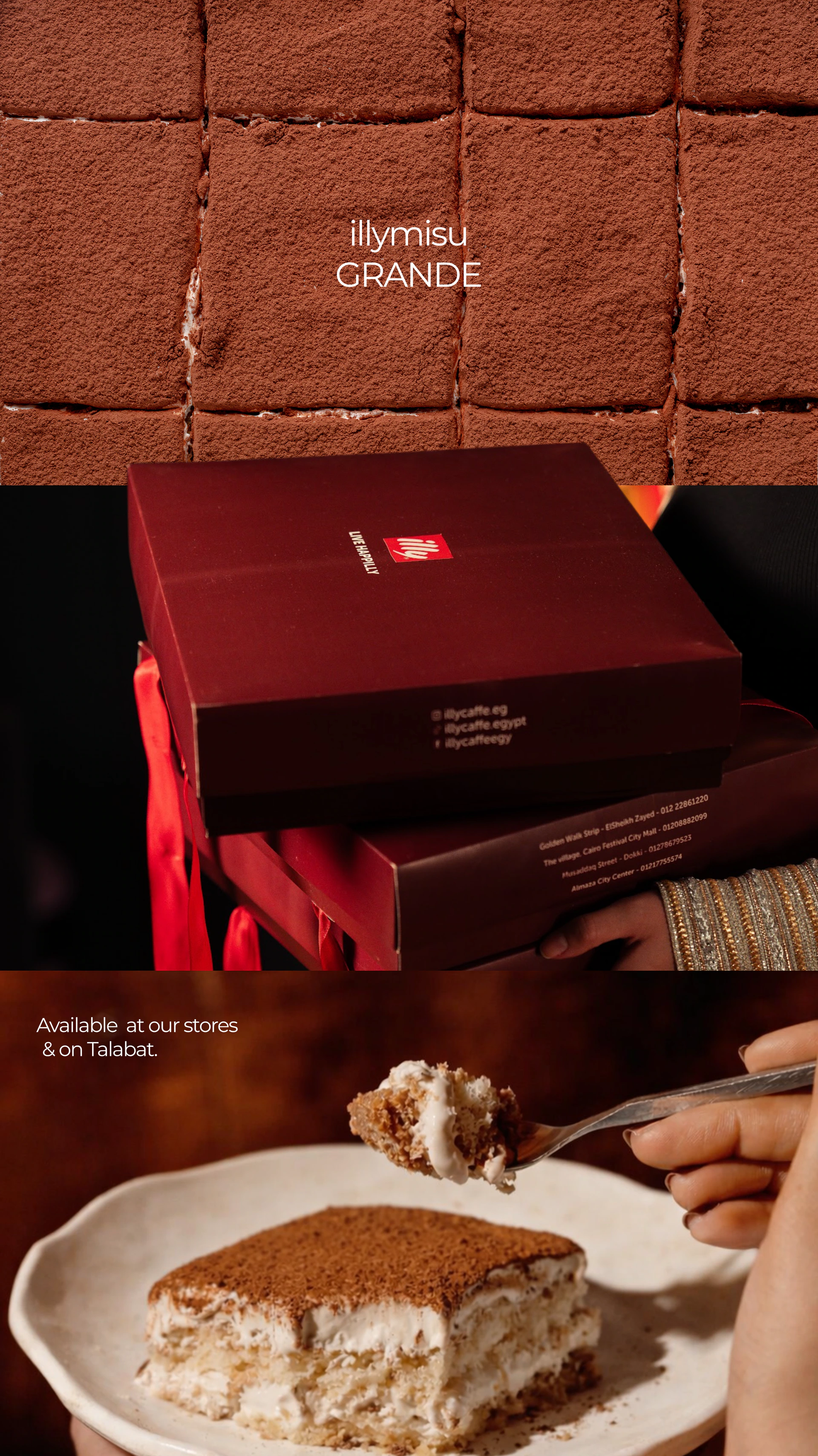 illymisu Grande Ramadan campaign collage with gift boxes and tiramisu