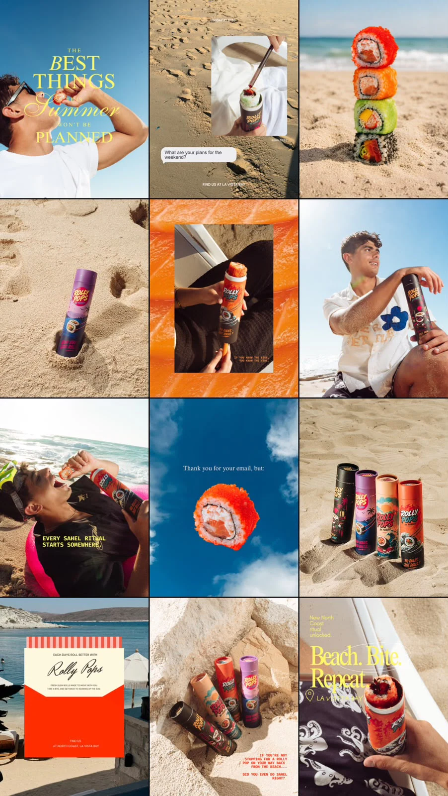 Rolly Pops summer campaign social media grid
